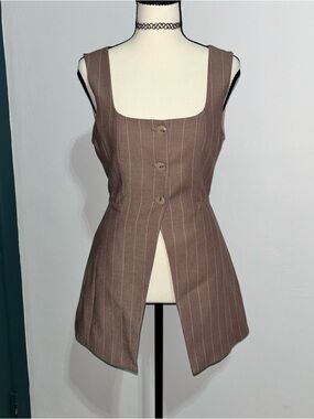 Anthropologie Brown Pinstriped Lined Top